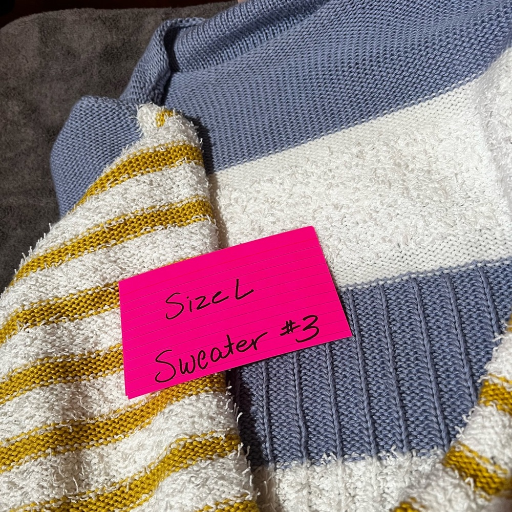 Striped Blue and Yellow Women's Sweater